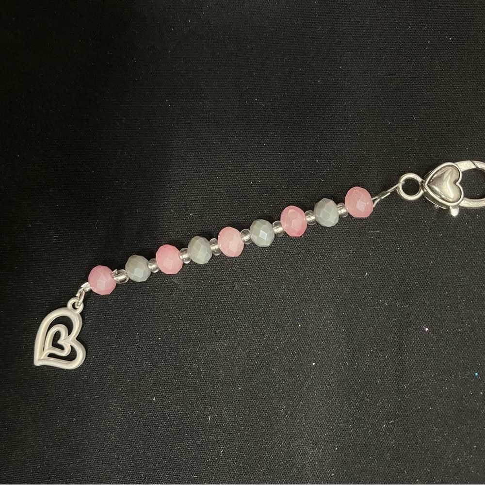 Elegant Pink and Gray Beaded Keychain